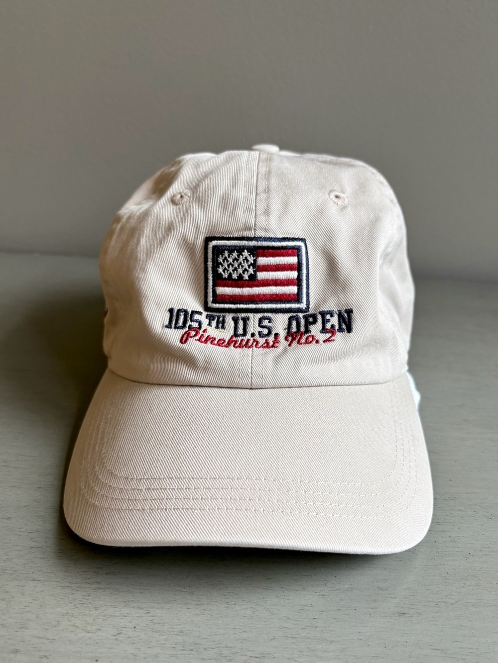 VTG Golf 105th US Open Pinehurst No.2 Embroidered Flag Baseball Cap Hat Khaki